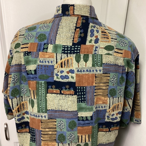 Casa Moda Men’s Short Sleeve Button Down Patchwork Floral Tapestry Shirt, sz M - Picture 10 of 10